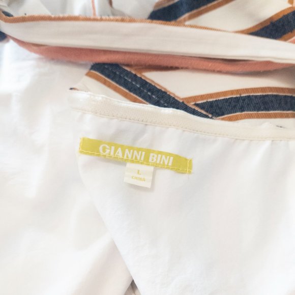 Gianni Bini Striped Button Down Cut Out Midi Dress Size L Like New - Picture 12 of 16